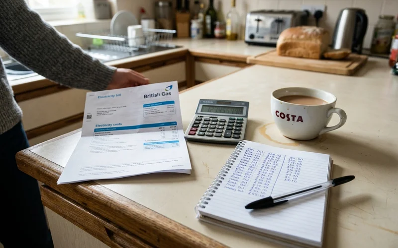 Energy bill and calculator comparing hot water running costs