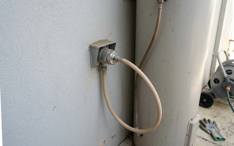 Gas bayonet connection point on an exterior wall