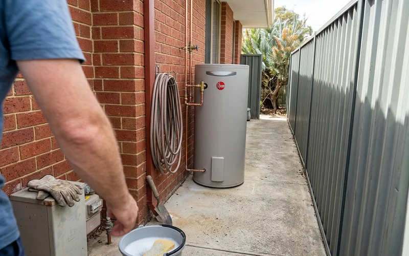 New hot water system installed in the same side passage with tidy pipework