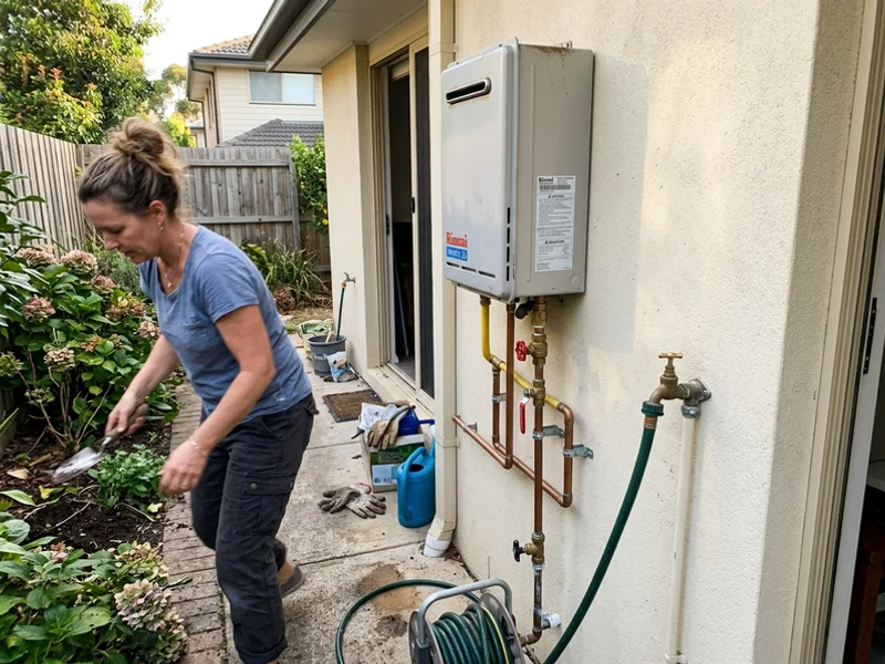 Continuous flow gas unit installed on a rendered wall