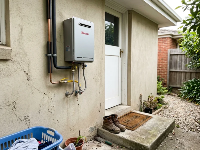 Continuous flow gas unit mounted beside a laundry door