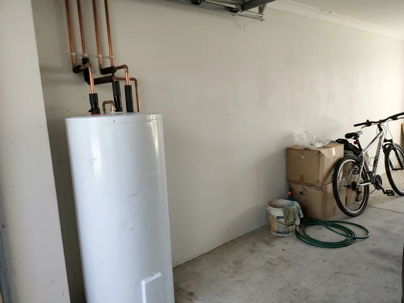New electric storage tank installed in a garage